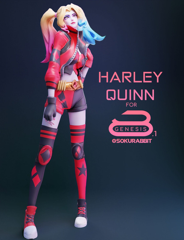 Harley Quinn For Genesis 8 and 8.1 Female