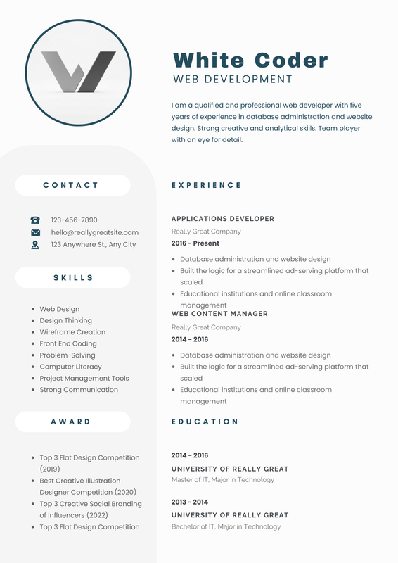 Simple Web Resume ATS Friendly CV Template