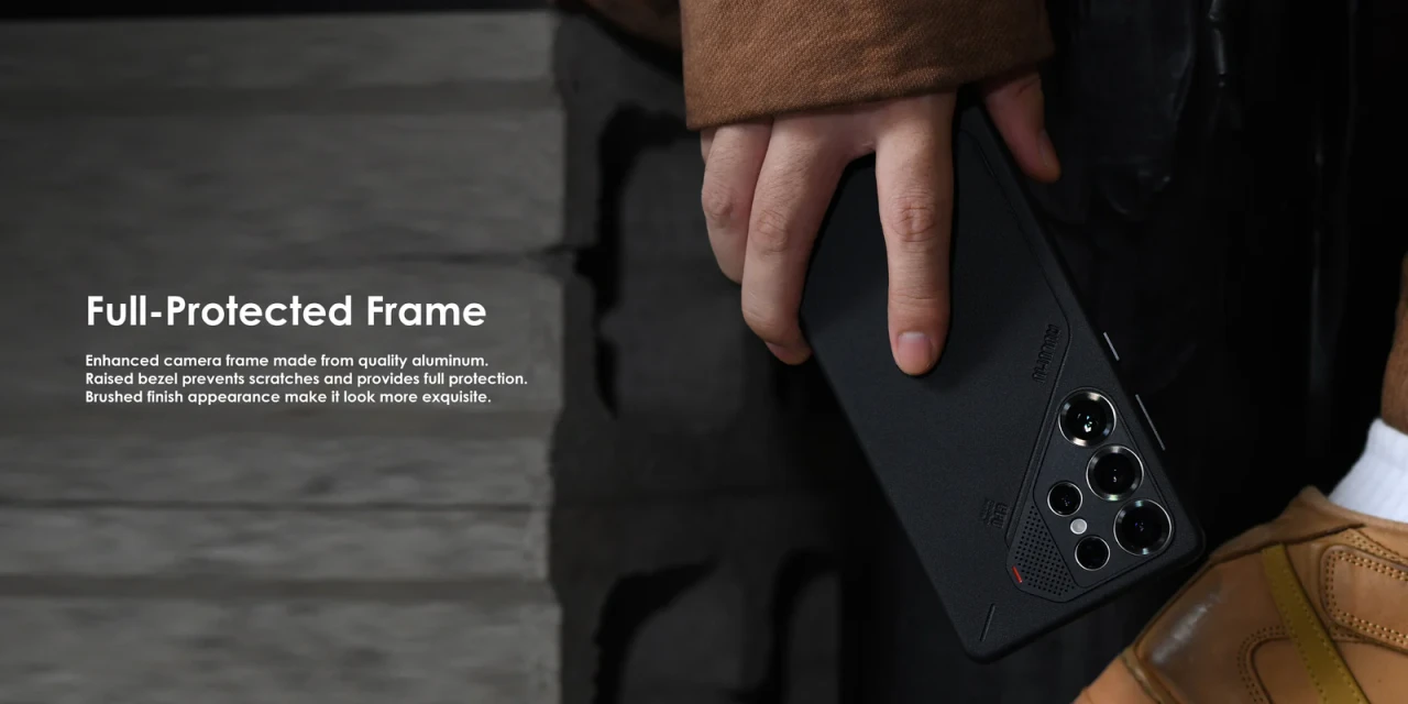 Husa pentru Samsung S25 Ultra, Aulumu Vegan Leather, Piele texturata, Ultra slim, Compatibila MagSafe, Racire activa CoolHyper, Butoane metalice, Protectie maxima, Negru 4 2fca7d19 2be5 4613 bc0c a976e415d81f