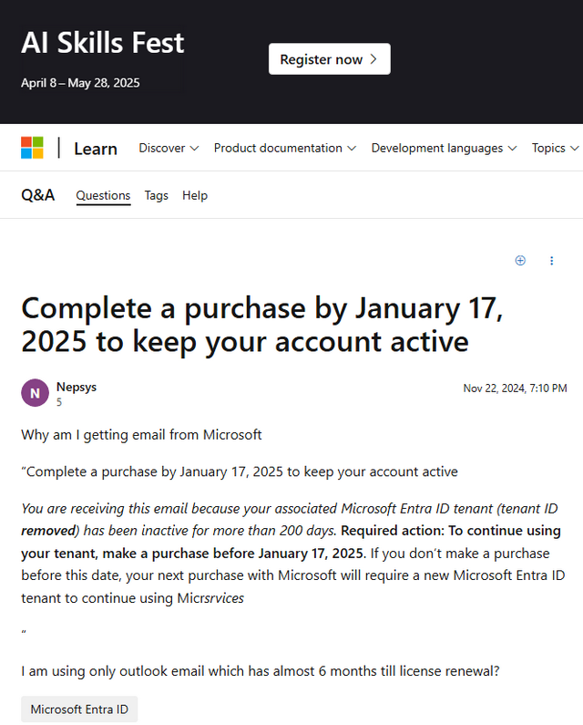 Microsoft on "Complete a purchase ..."