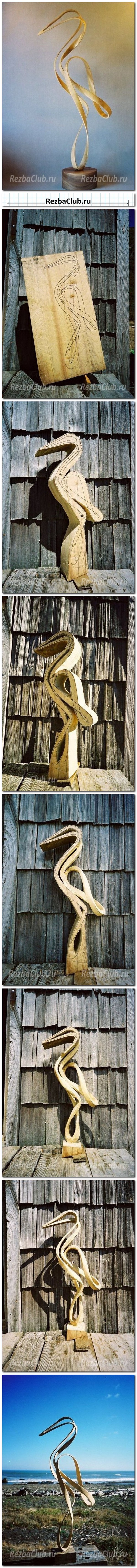 Инструкция по резьбе - Цапля из деревянной ленты