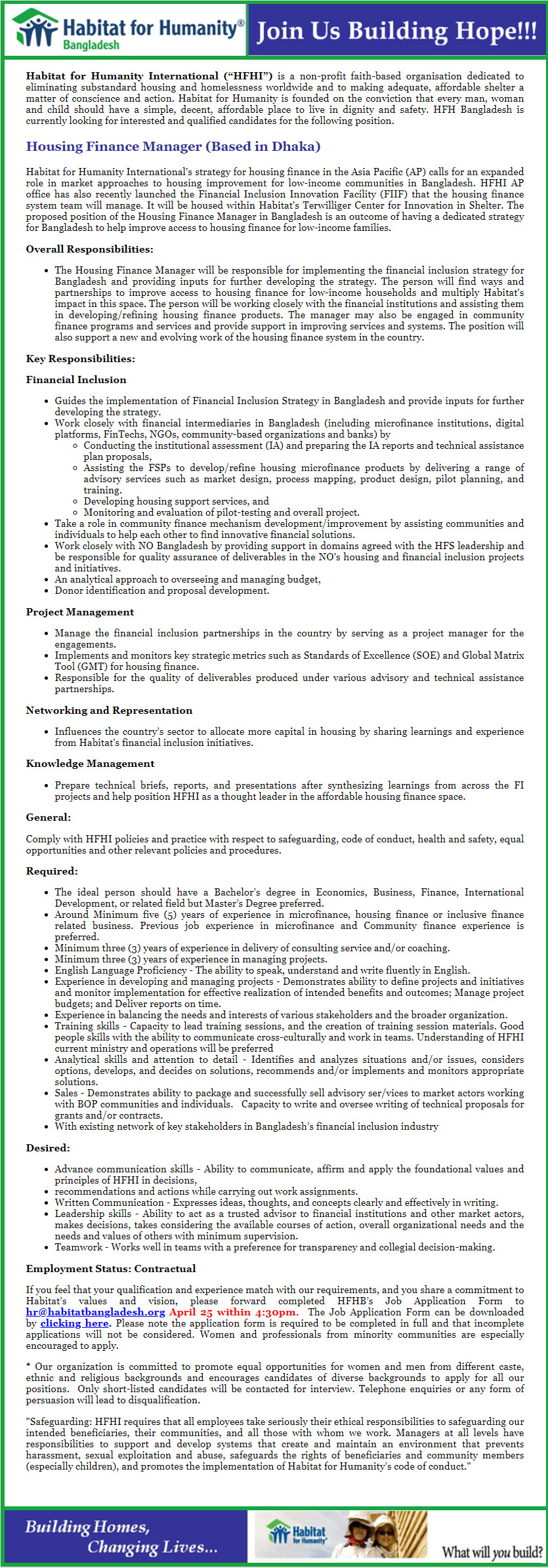 Habitat for Humanity International Job Circular