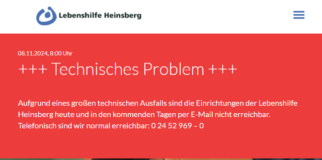 Technische Störung Lebenshilfe Heinsberg