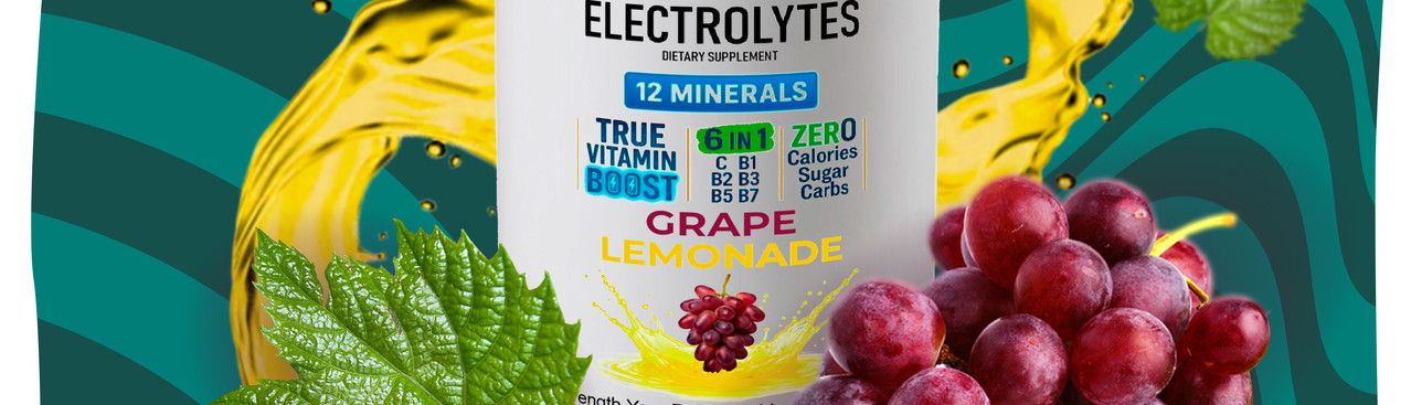Electrolyte Powder with 12 Minerals and 6 Vitamins Grape Flavor - 2