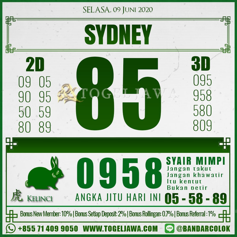 Prediksi Sydney Tanggal 2020-06-09