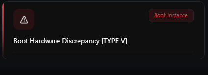 Boot Hardware Discrepancy [TYPE V]