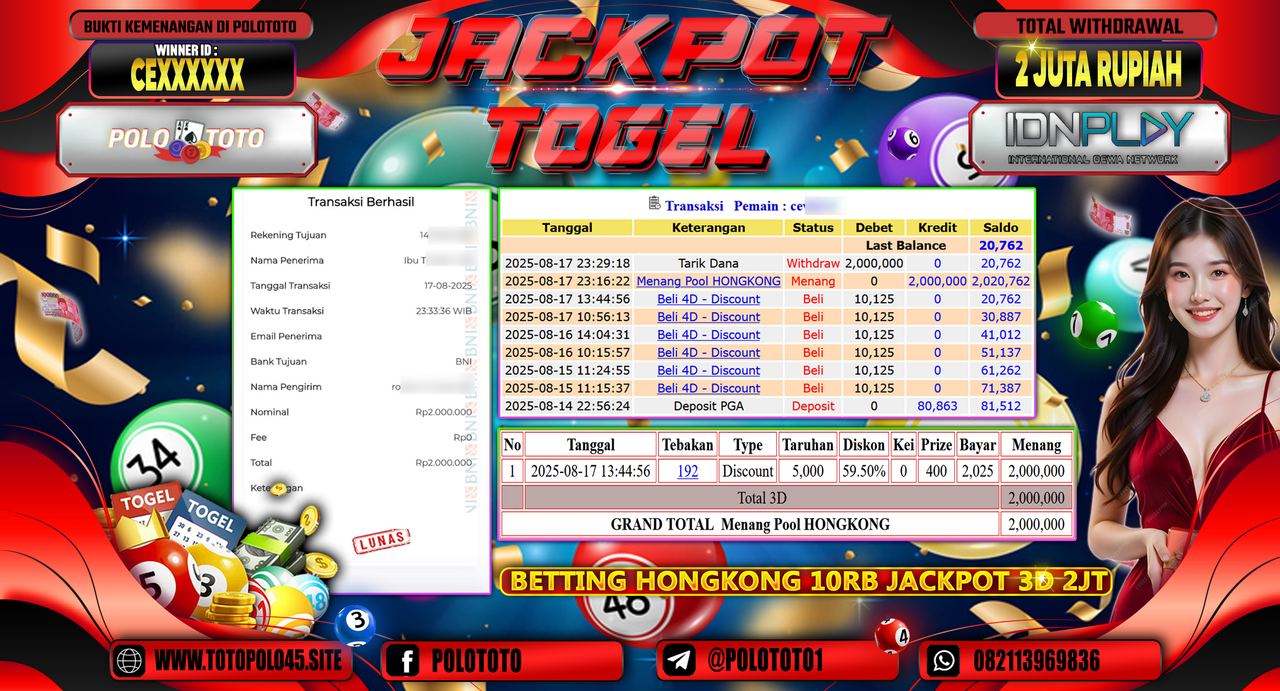 POLOTOTO JACKPOT TOGEL HONGKONG LOTTO Rp.2.000.000,-