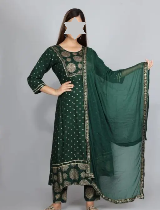 Anarkali Dupatta Set" Women's Printed "Anarkali Kurti" & Pant Dupatta Set Color 4 (R110)