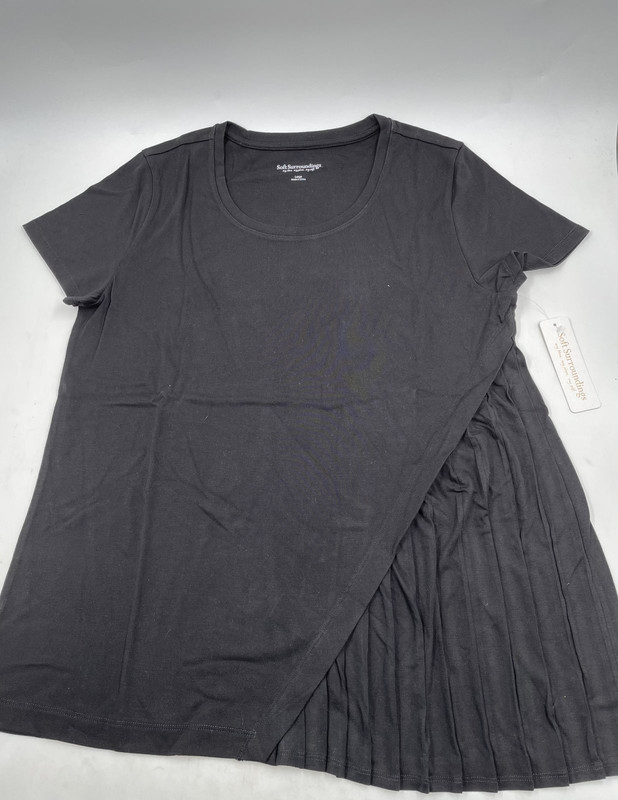 SOFT SURROUNDINGS ETOILE PLEATED HEM TEE BLACK WOMEN MEDIUM