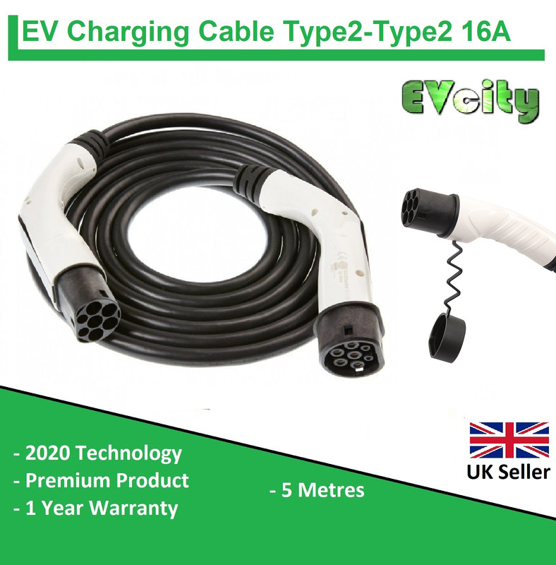 MG ZS TYPE 2 to TYPE 2 EV CHARGING CABLE 16A 5m SINGLE PHASE ELECTRIC