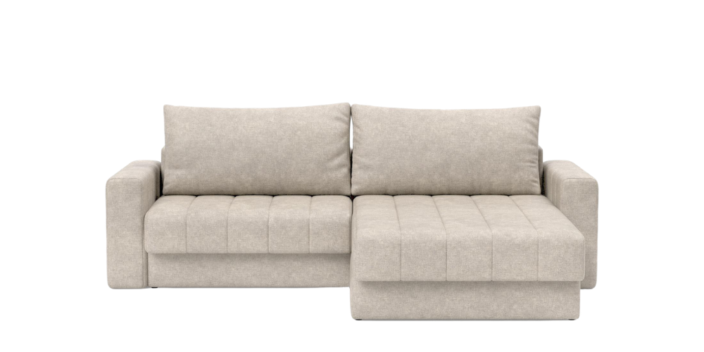 Akello Lounger coloris beige sable — tissu 280 Melange Natural, canapé d'angle convertible Innovation Living