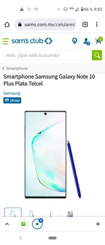 Sam's Smartphone Samsung Galaxy Note 10 Plus Plata Telcel 