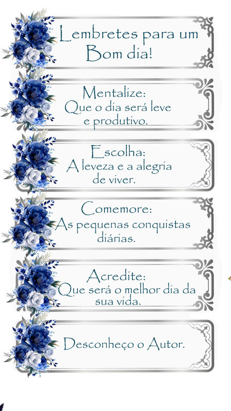 Lembretes para um Bom dia!