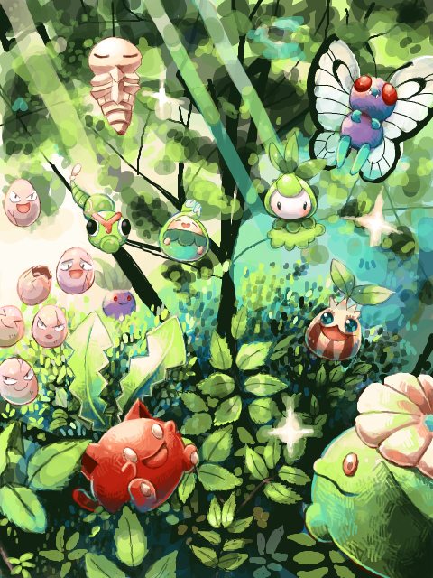oddish-butterfree-hoppip-caterpie-budew-
