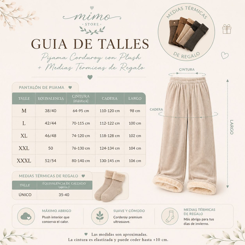 Pijama Corderoy Plush + Medias T&eacute;rmicas