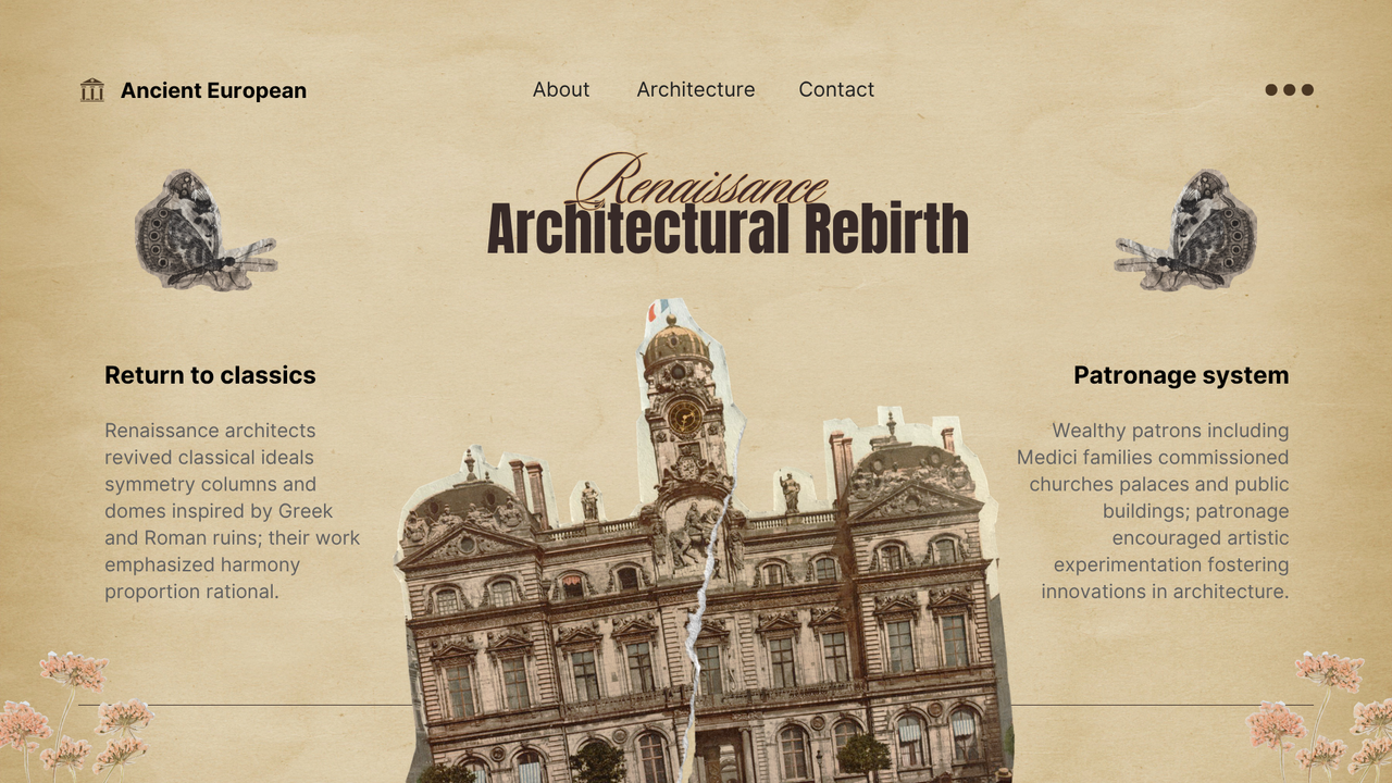 Brown Simple Ancient European Architecture Presentation