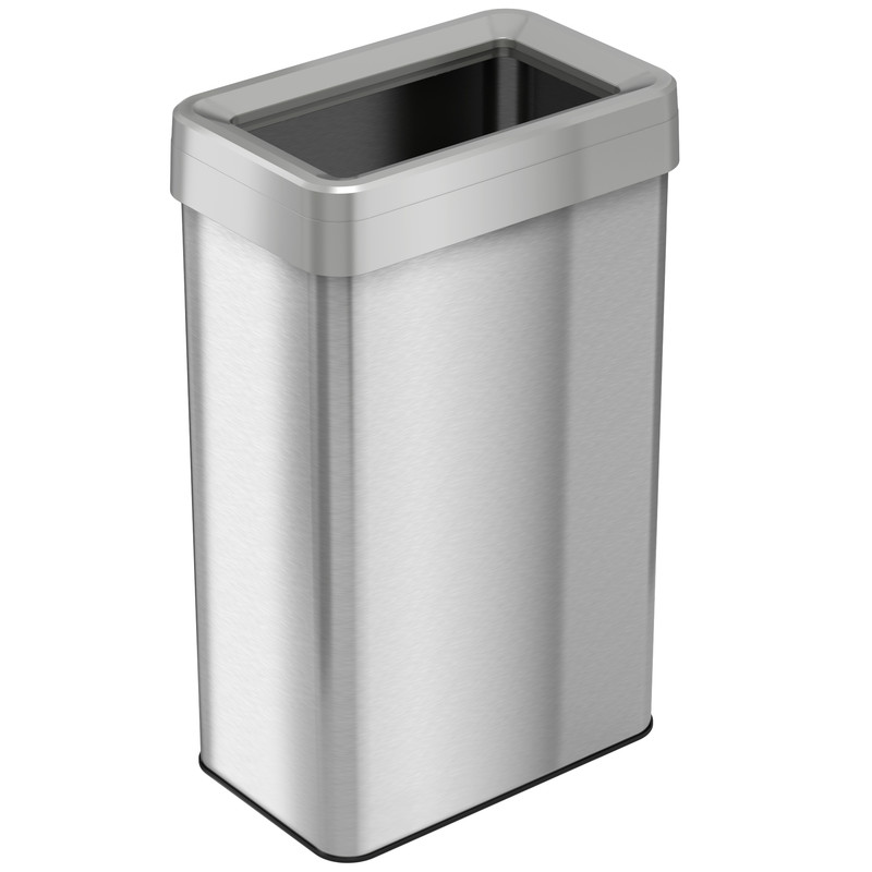 21 Gallon Rectangular Open Top Trash Can, Stainless Steel