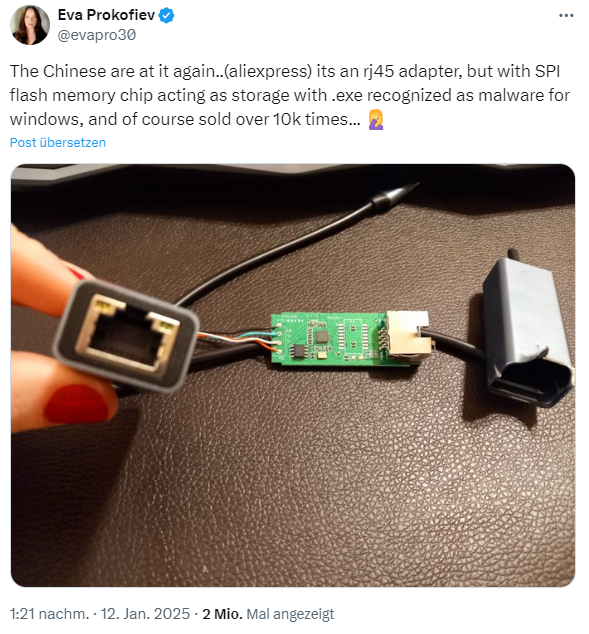 China RJ45-Adapter mit Spyware