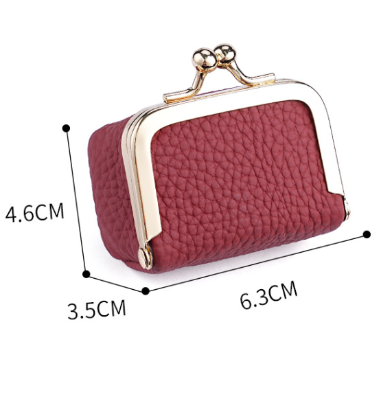Orange Genuine Leather Mini Kiss-Lock Jewelry Pouch - Portable Travel Organizer for Rings, Earrings, Necklaces, and Coins
