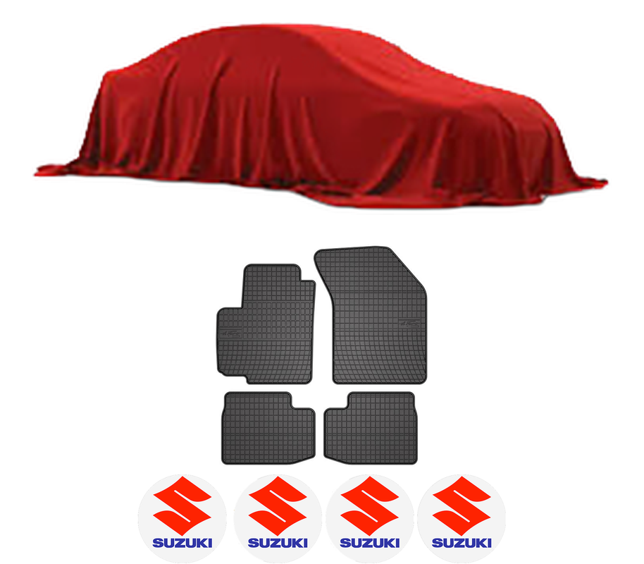 Set covorase presuri SUZUKI SX4 din 2006-2015, auto, din cauciuc thermoplastic, 4 Stickere auto cu SUZUKI