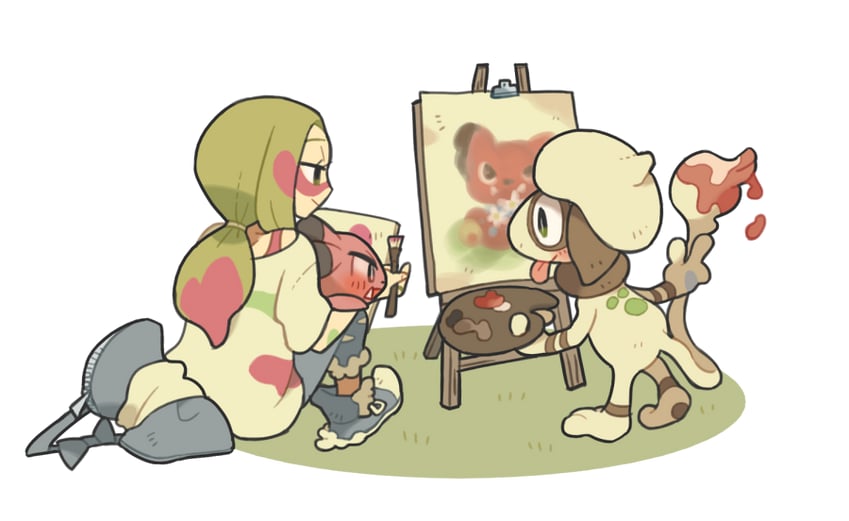 mina-smeargle-and-snubbull-pokemon-drawn