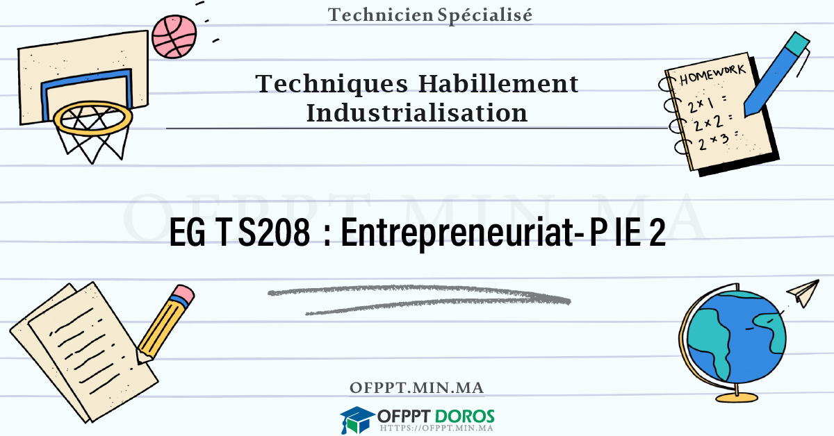 Sommaire détaillé du cours Entrepreneuriat-PIE 2 EGTS208 OFPPT - Structure du module