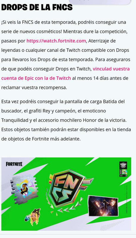 Epic Games Fortnite objetos gratis de la FNCS