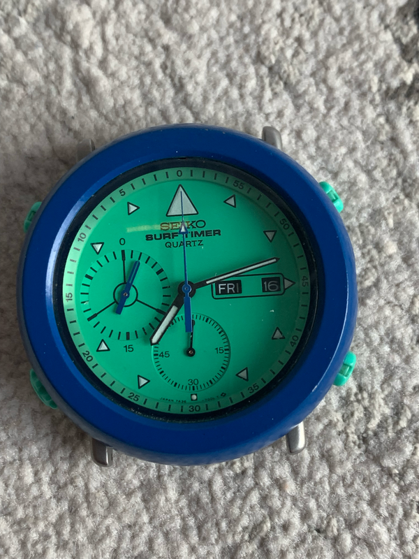 FS Seiko surf timer 7A36 7010 Green dial PIC