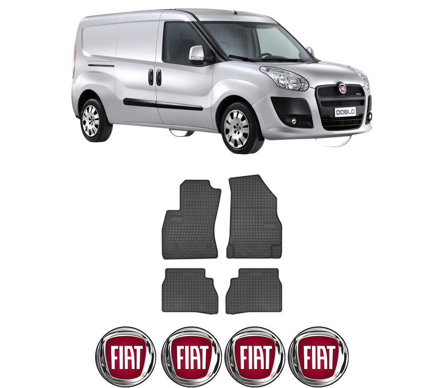 Set covorase presuri FIAT DOBLO Bus (263_) din 2010-2023, auto, din cauciuc thermoplastic, 4 Stickere auto cu FIAT