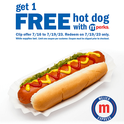 Free Hot Dog at Meijer Express on National Hot Dog Day 2023