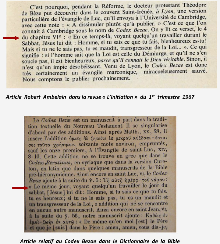 Comparatif Ambelain Initiation et Batiffol Dico Bible