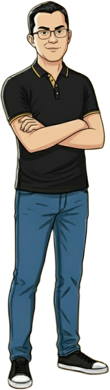 Main character standing arms crossed
