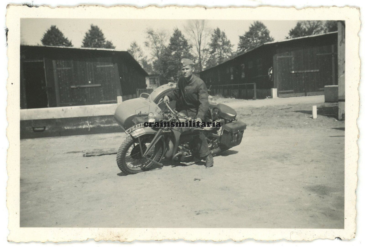 Orig. Foto Zündapp Kradmelder Pz.Abt.65 Motorrad mit Kennung im SENNELAGER 1938