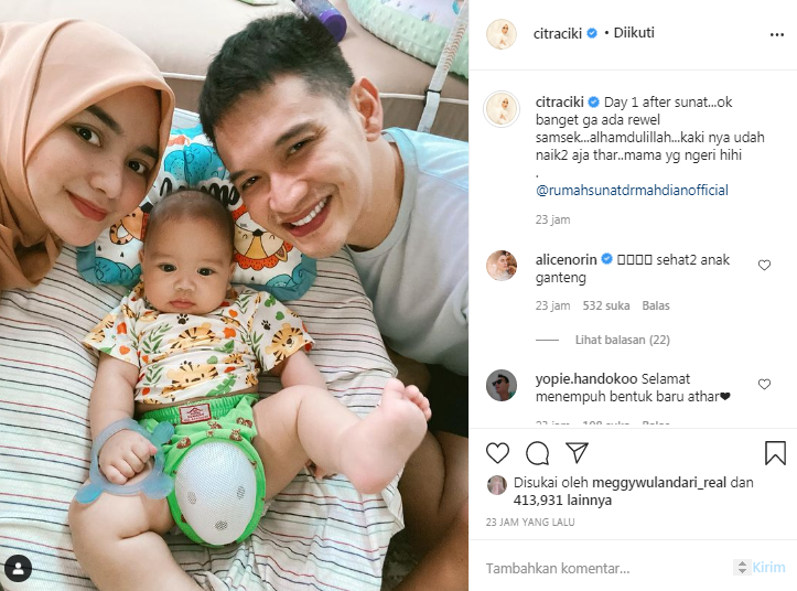 Citra Kirana ceritakan perkembangan Keene Athar sehari setelah sunat
