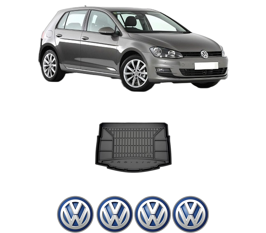 Tavita Portbagaj Volkswagen GOLF VII (5G1, BQ1, BE1, BE2) din 2012-2021, Protectie Portbagaj Auto, 4x Stickere auto cu Volkswagen