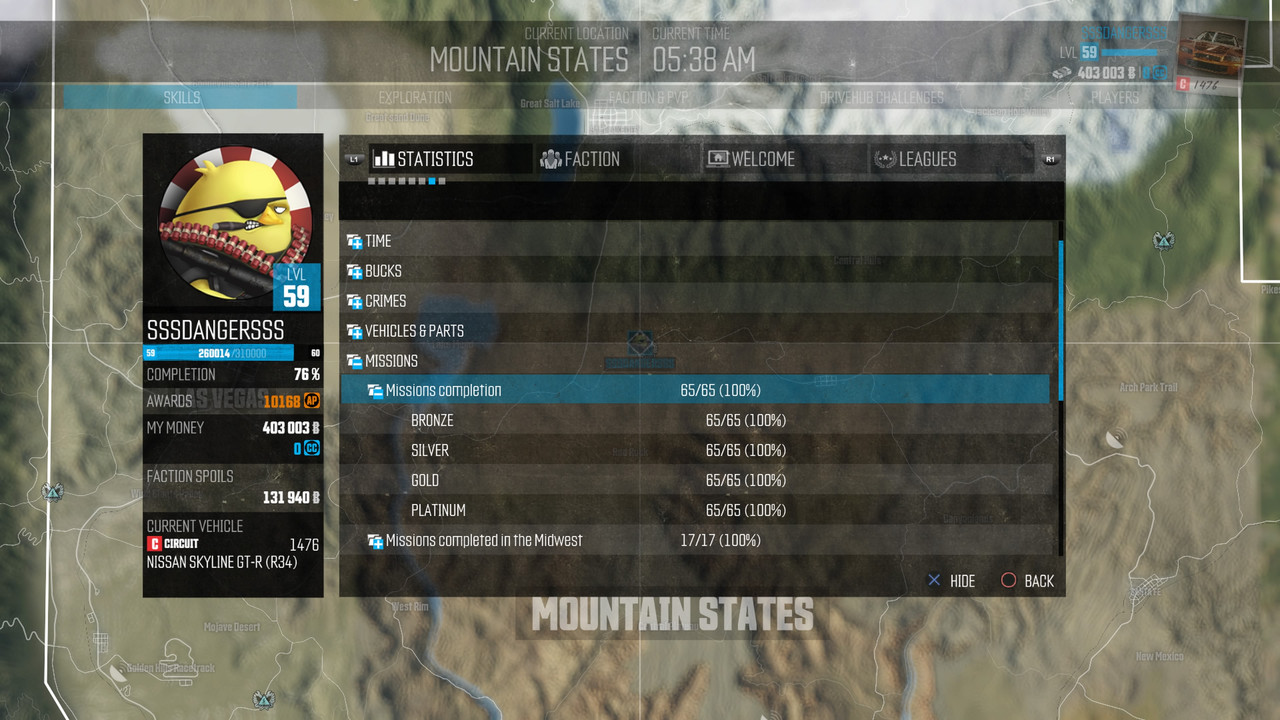 احصائيات المهام التي تم الحصول فيها على البلاتنيوم