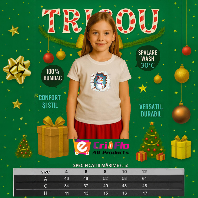 grafica 332 tricou alb craciun baiat fata 3