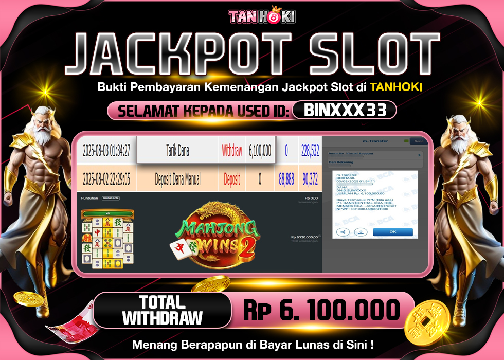 TANHOKI JACKPOT SLOT MAHJONG WINS 2 Rp.6.100.000,- LUNAS