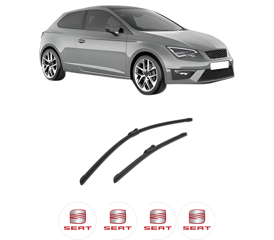 Set stergatoare auto SEAT LEON SC (5F5) din 2013-2018, pentru parbriz auto, 2 bucati, Bosch Aerotwin, din cauciuc siliconat rezistent, 4 Stickere Auto SEAT