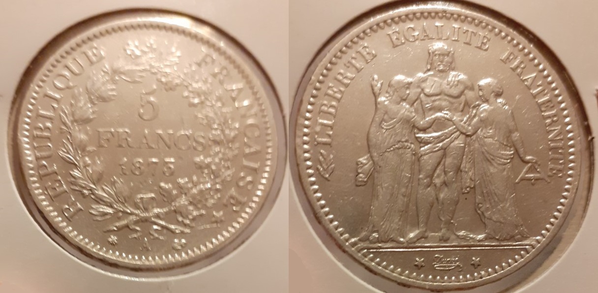 Francia, 5 francs, 1873 Thumbnail-20201011-200937