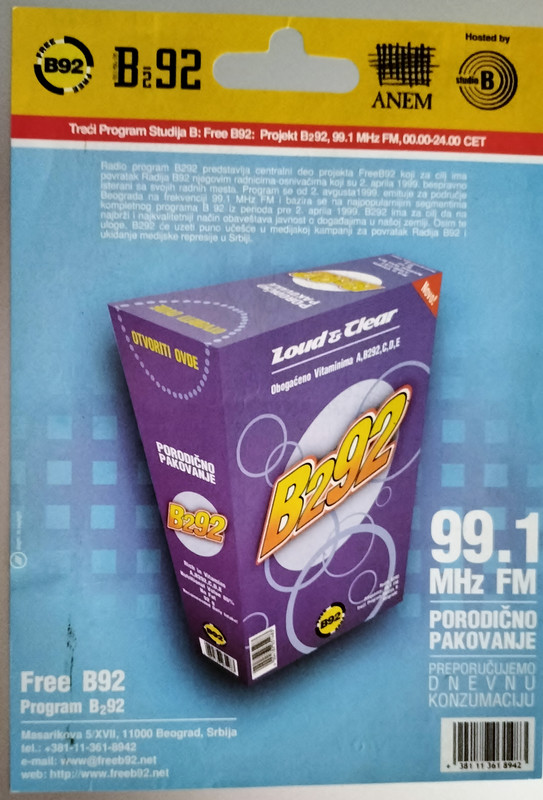 Radio B292 i Studio B Beograd 99,1 MHz -1999- (1)