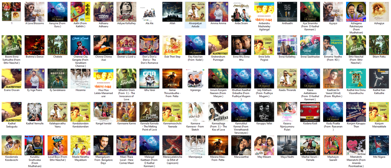 180 Tracks Tamil & Malayalam Playlist Spotify [320] kbps