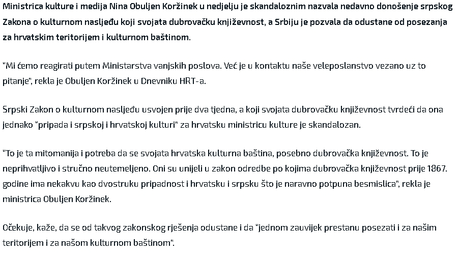 Oštar odgovor Obuljen Koržinek: Neka Srbija ne poseže za hrvatskim teritorijem 8