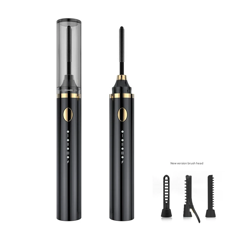 Rechargeable Heated Eyelash Curler Wand - 3 Temperature Gears, Type-C Charging, All-Day Curl(Black)
