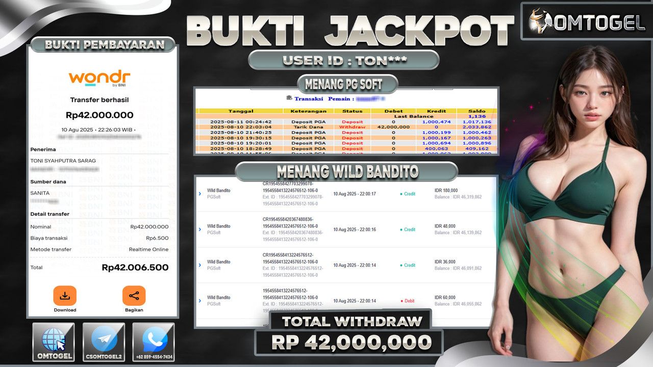 OMTOGEL JACKPOT PGSOFT WILD BANDITO 42 JUTA DI BAYAR LUNAS ,-
