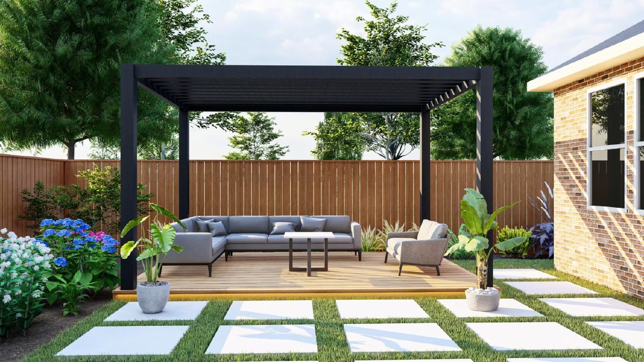 برجولة مع ستائر عربية