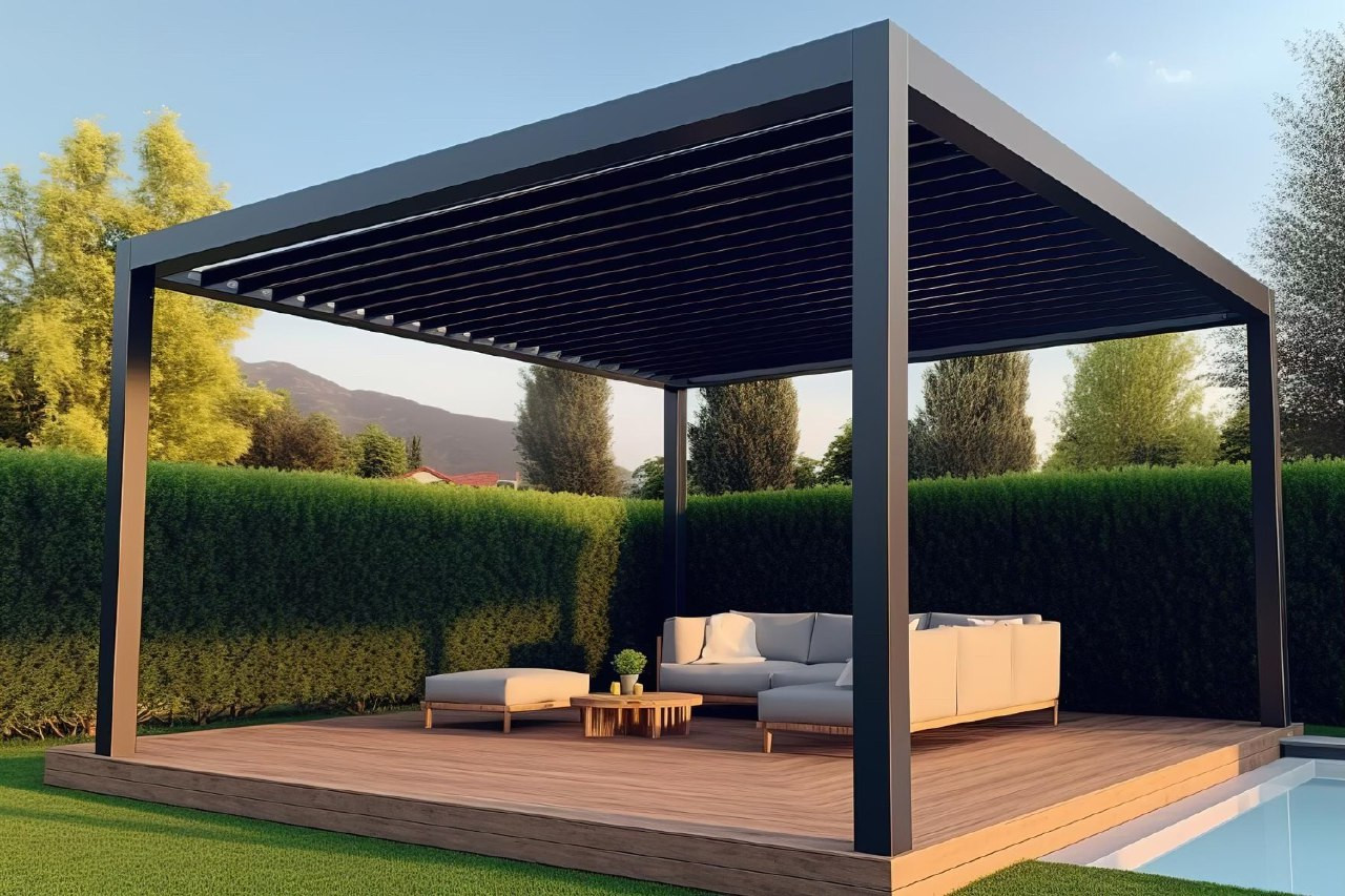 برجولة مع أرضيات خشبية