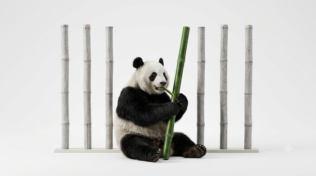 Panda memilih buluh betong Kundur — 6 batang lain tidak disentuh