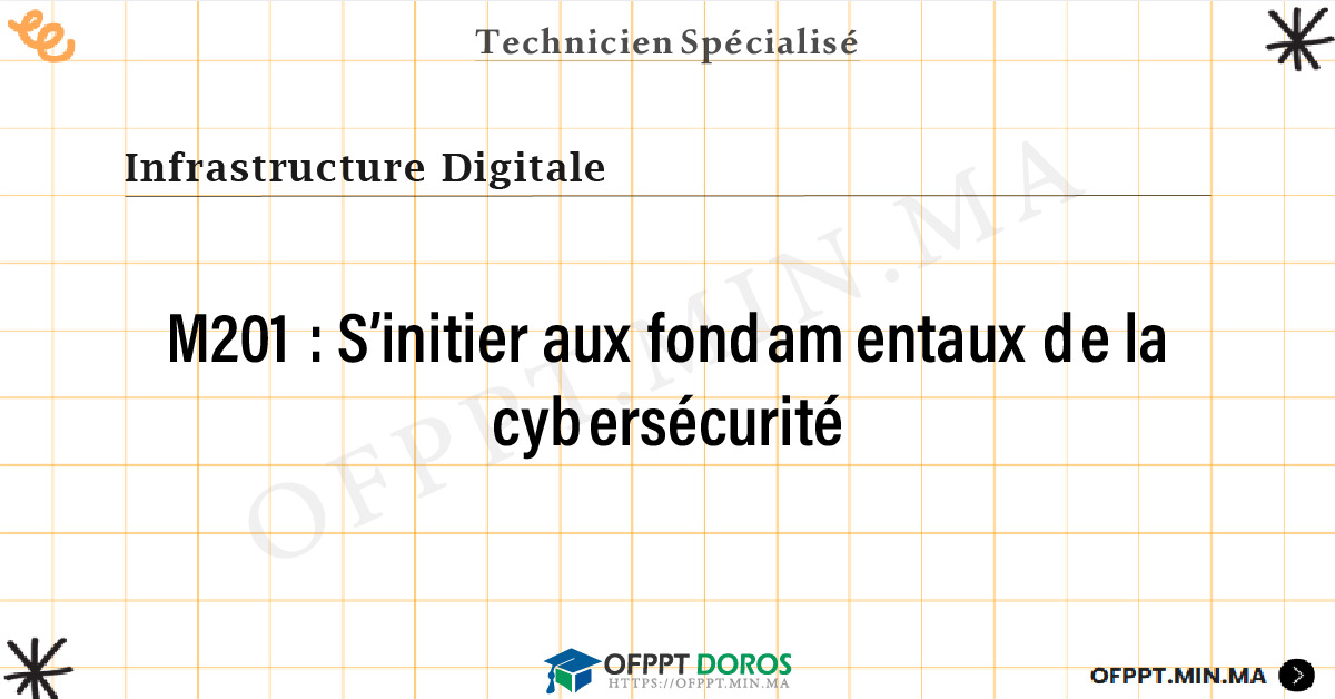 Sommaire détaillé du cours S’initier aux fondamentaux de la cybersécurité M201 OFPPT - Structure du module