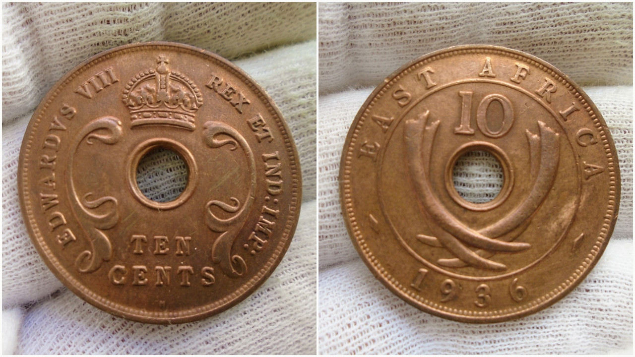 ¡¡Dos Emperadores!! ¡¡Misma moneda!! 10 Cents 1936. East África. Polish-20200229-152156614-2